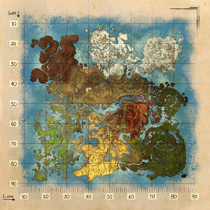 Topographical map of Crystal Isles from the Wiki