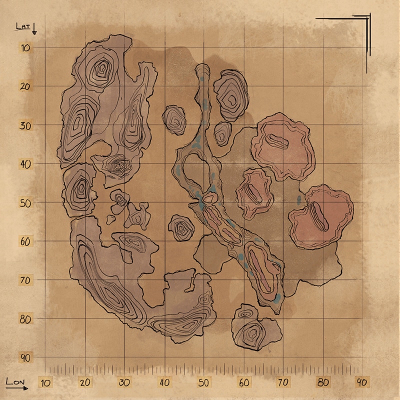 Topographical map of Scorched Earth from the Wiki