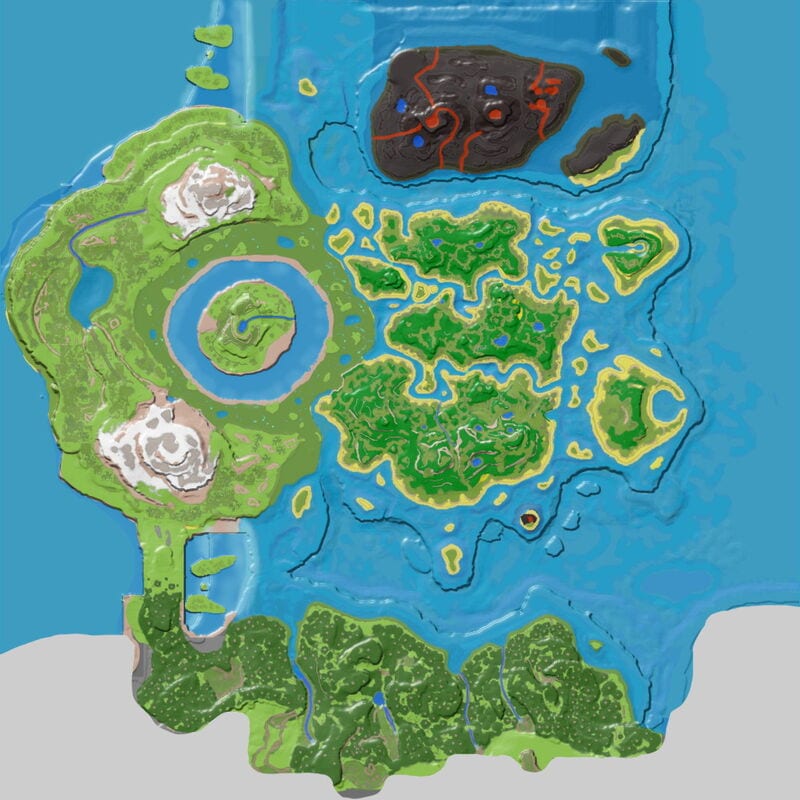 Topographical map of The Center from the Wiki